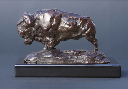 “Contemplating the Millions” – Bull Bison Sculpture